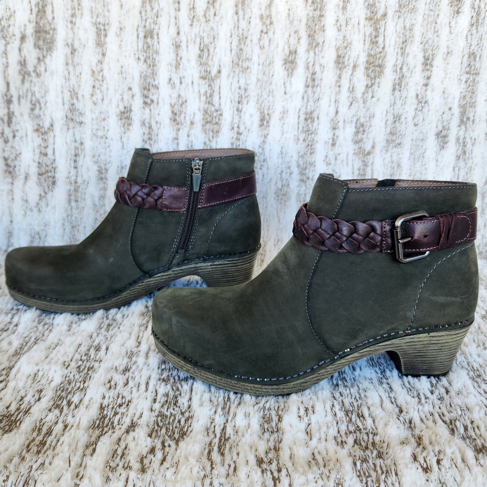 Dansko "Michelle" Milled Nubuck Boot Olive Green | Women's Size 39, 8.5 Or 9 - Picture 6 of 14